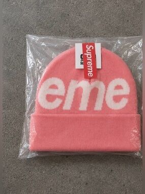 Supreme Pink Knit Beanie Hat